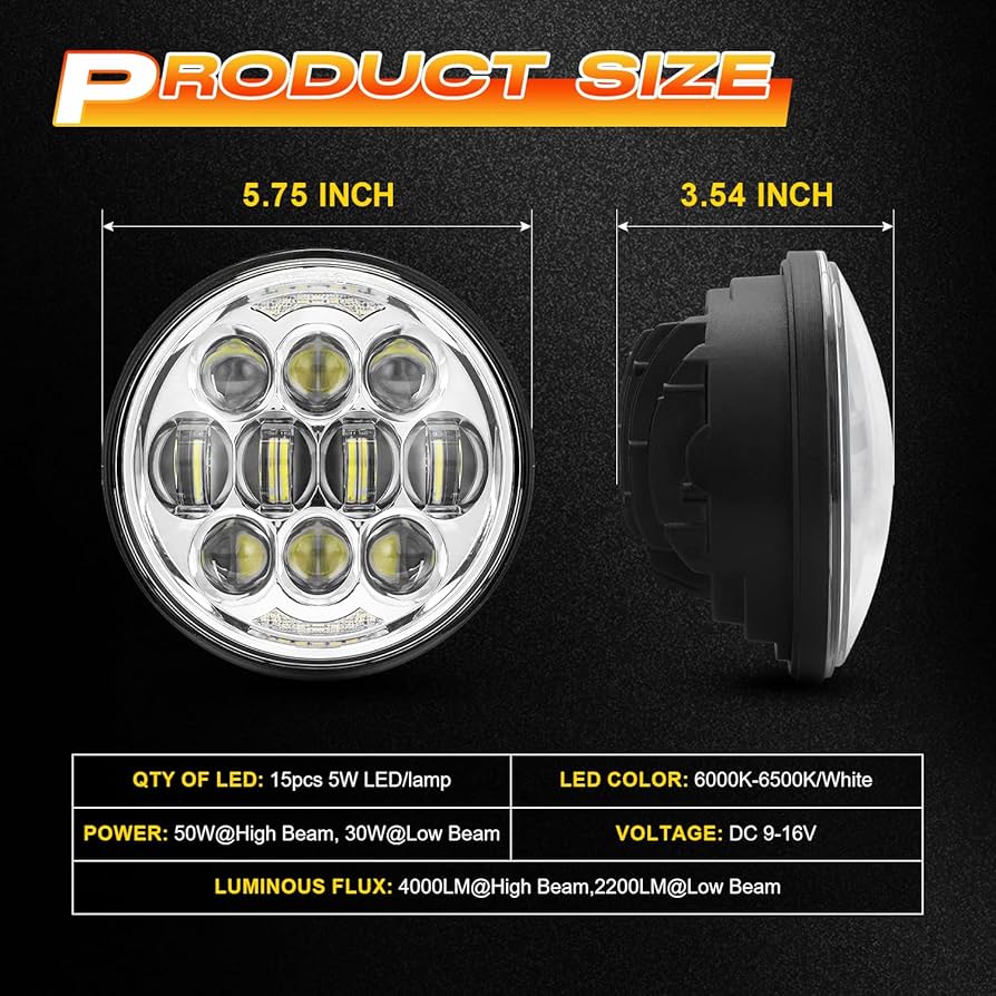 Amazon | DOT承認 80W 5-3/4インチ 14.6 cm ラウンド LED